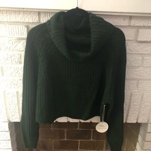 Cropped cowl neck sweater